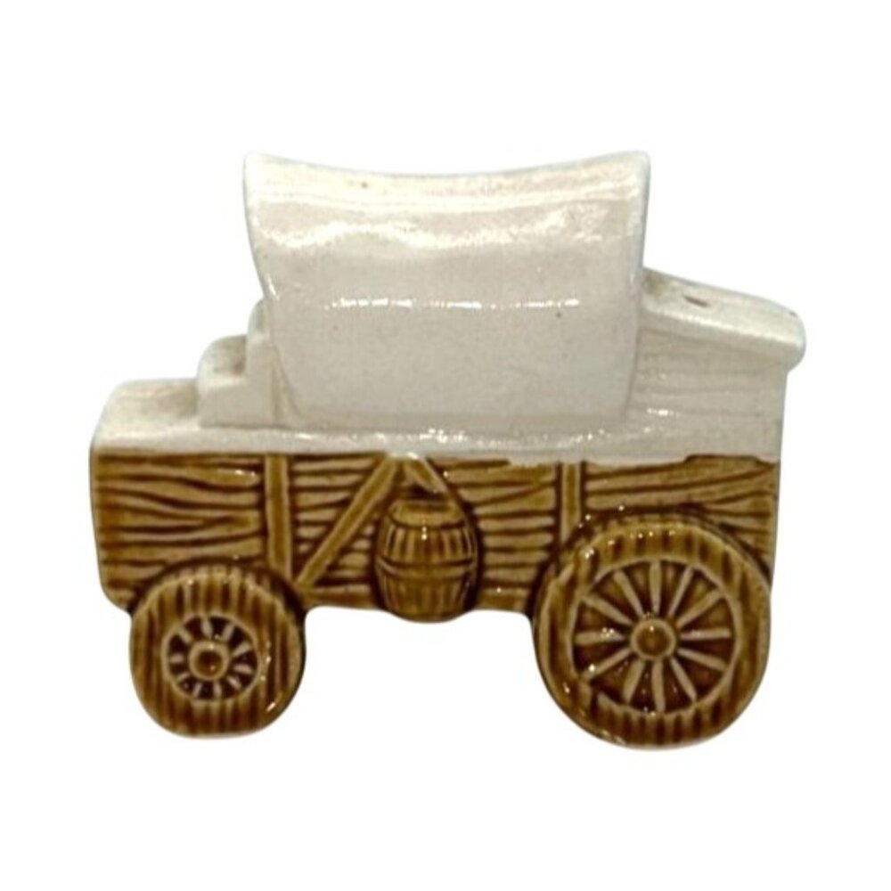 Vtg Artmark Cover Wagon Pepper Shaker Replacement Ceramic Tan White Handpainted